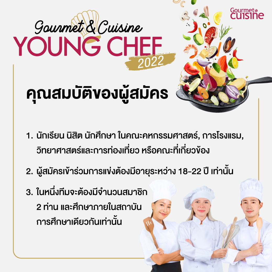 Gourmet & Cuisine Young Chef 2022 เฟ้นหาสุดยอด! เชฟระดับอุดมศึกษา ชิงรางวัลมูลค่ารวมกว่า 150,000 บาท